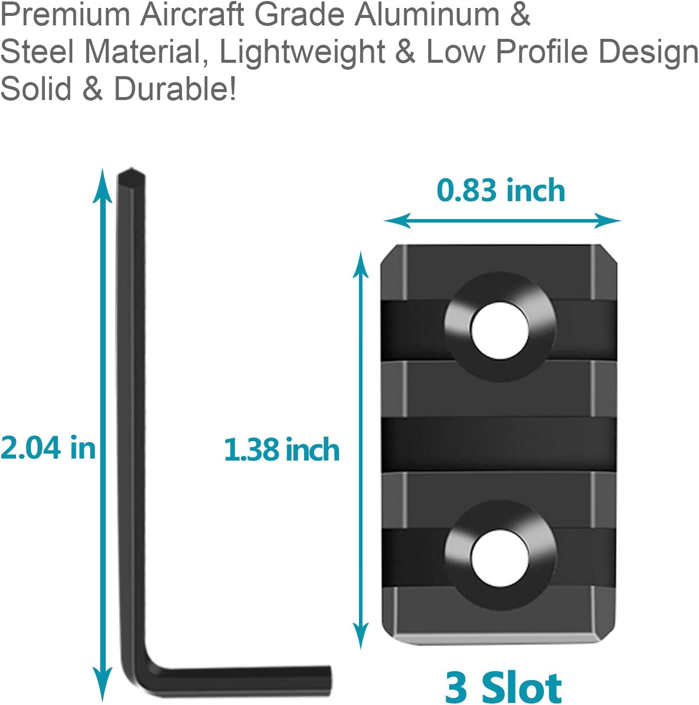 VIAKEY Mlok Picatinny Rail, 2 Pack 3 Slot M-Lok Aluminum Picatinny Rails Section for M LOK Systems with 5 T-Nuts & 5 Screws & 2 Allen Wrench (2Pcs Mlok 3-Slot) : Sports & Outdoors
