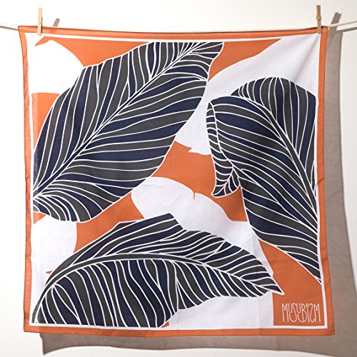 Furoshiki by Musubism, 36' Large, 100% Cotton, Washable Japanese Hand-Paint Method, Gift-Wrapping Cloth, Tapestry, Tablecloth, Eco-Wrapping, Handbag, Unique and Stylish All in One!! (Orange)