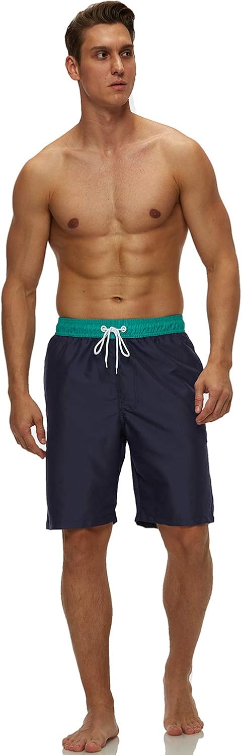 SILKWORLD Mens 9" Board Shorts Swim Trunks Long Athletic Swimwear with Pockets: Clothing