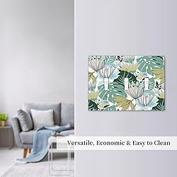 Retro Tropical Leaves 3 Gang Light Switch Cover