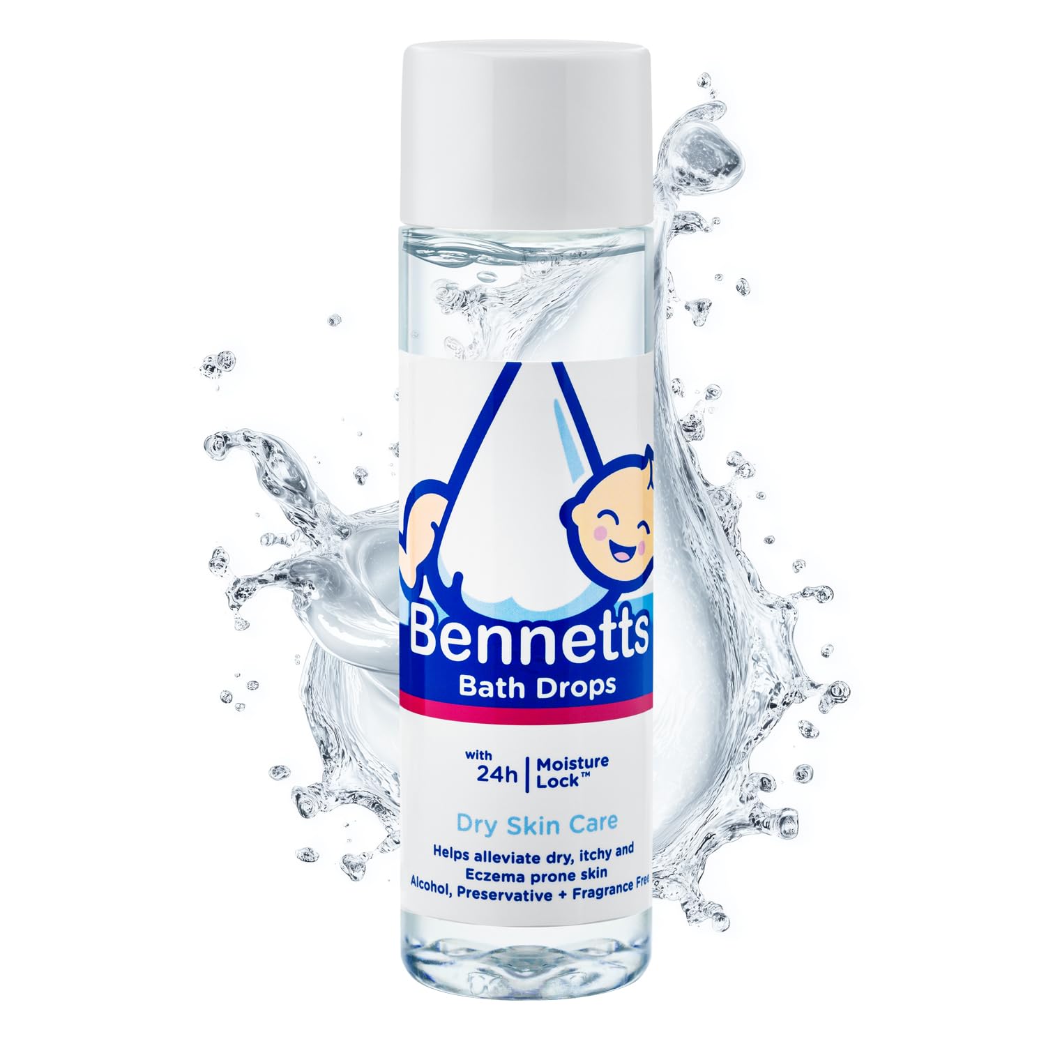Bennetts Baby Bath Oil & Massage Oil 200ml – Fragrance Free Baby Oil for Newborns, Sensitive & Eczema Prone Skin – Moisturising Bath Additive & Gentle Baby Massage Oil – Hypoallergenic Baby Skin Care