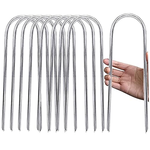 Trampoline Stakes U Shaped Anchors Heavy Duty Metal - 12‘’ Long Trampolines Ground Wind Stakes for Soccer Goals, Camping Tents, Garden Decoration (8pcs)