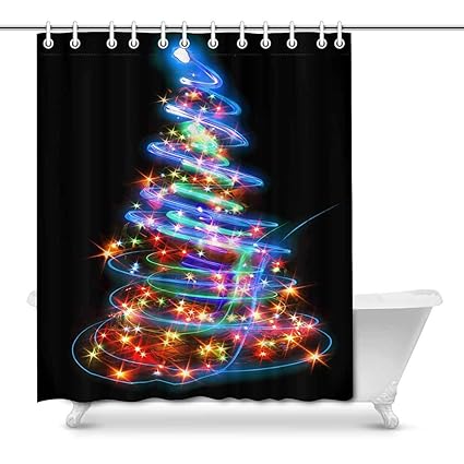 Amazon Com Interestprint Christmas Lights Tree Fabric Shower