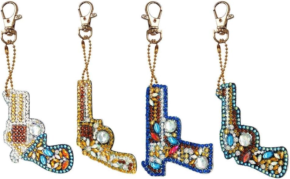 5D Diamond Painting Key Chains, 4pcs DIY Full Drill Special Shaped Diamond Painting Keychains Gifts for Phone Charm Bag Decor
