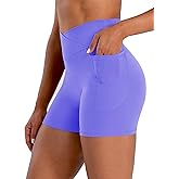 Sunzel Hidden Butt Lifting Scrunch Biker Shorts Women with Pockets Crossover High Waist Yoga Gym Workout Tummy Control Shorts