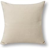 Jeanerlor Solid Linen Throw Pillow Cover 18"x18" Euro Sham/Cushion Sham, Rusticstyle Pillow Cases in The Room and Outdoor (Light Linen)