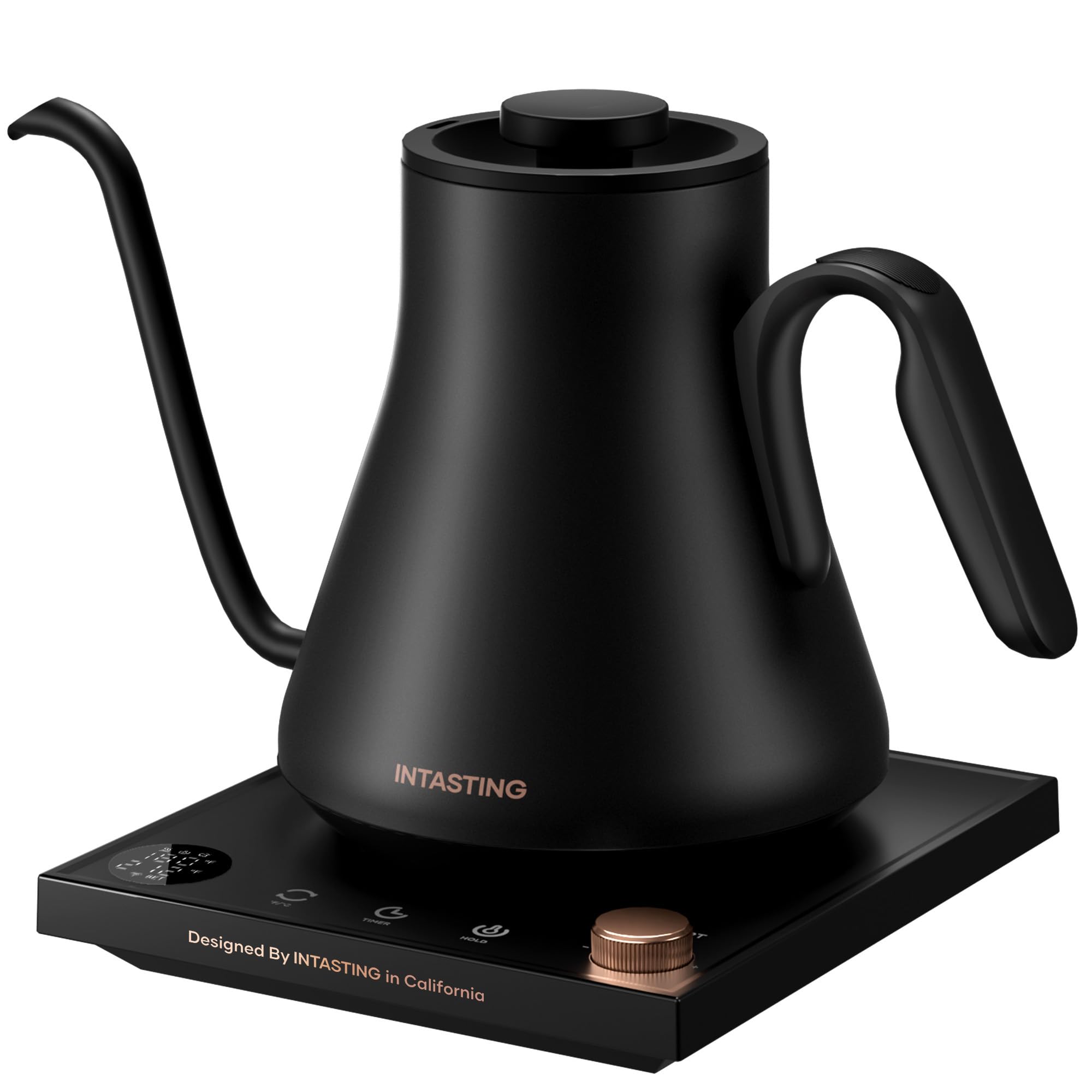 Photo 1 of INTASTING Electric Kettle, Gooseneck Electric Kettle, ±1? Precise Temperature Control, Stainless Steel Interior, Quick Heating for Pour Over Coffee, Tea & Boiling Water, 0.9L (Black)