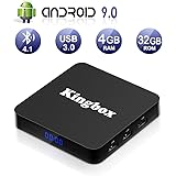 Kingbox Android TV Box 9.0, K4 S Android Box with 4GB RAM 32GB ROM Quad-Core Support BT 4.1/ WiFi/ 4K/ 3D/ H.265 Smart TV Box with Remote (2019 Newest Version)
