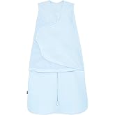 HALO SleepSack Swaddle | Cotton | 1.5 TOG | 68-75&deg;F | 6-12 lbs |Baby Blue | 3-Way Swaddle: Arms In, Hands-to-Face or Arms Out | Double Zipper for Easy Changes | Hip-Healthy Design | Newborn 0-3 Months