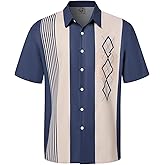 Hardaddy Men's Vintage Bowling Shirt Short Sleeve Button Down Hawaiian Summer Beach Printed Casual Shirts