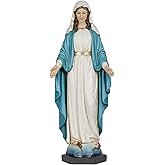 Grace4Joy Our Lady of Grace Statue, 12.5 Inches Blessed Mother Statue Catholic Home Decor, Hand Painted Saint Mary Figure Religious Gifts