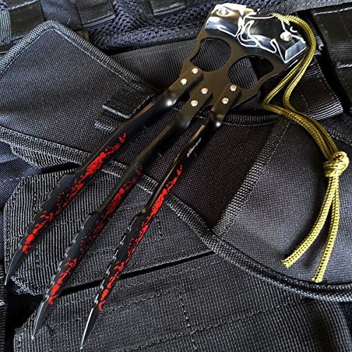 10" Zombie War Black Carbon Steel Fantasy Hunting Claw Knife w/ Sheath | with Holt Multi Tool Key Chain