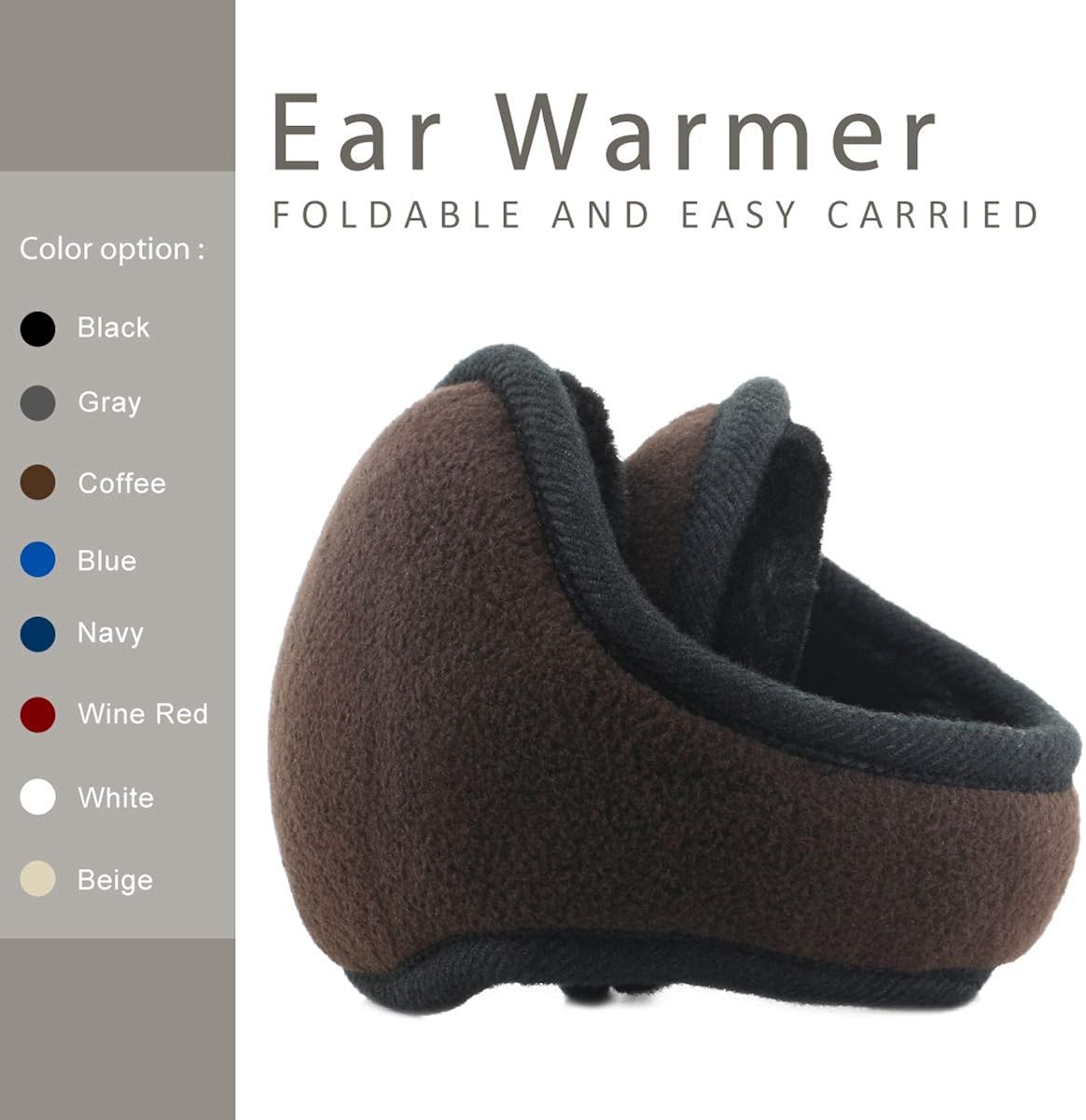 Metog Unisex Foldable Ear Warmers Polar Fleece Winter Earmuffs Coffee at  Women’s Clothing store