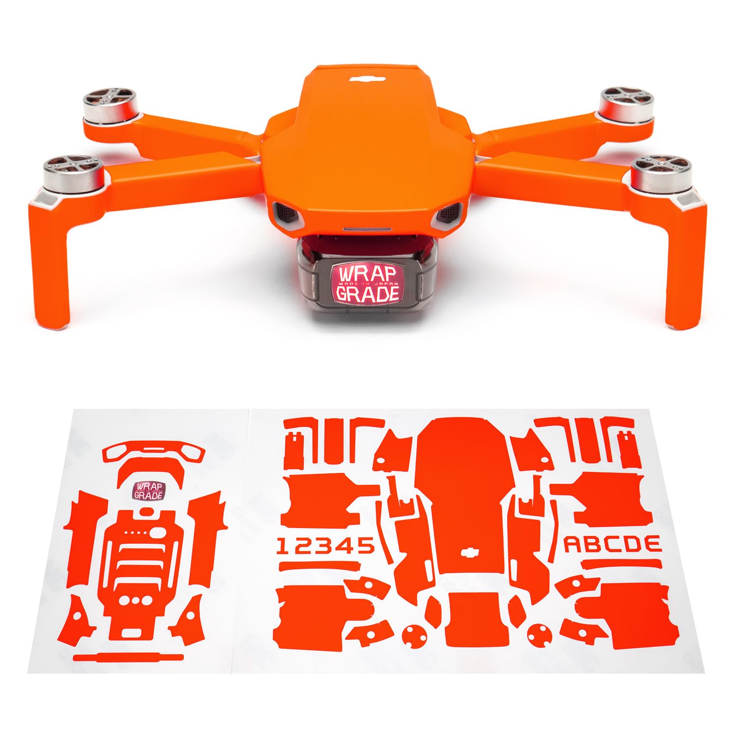 Wrapgrade Skin Sticker Set Compatible with DJI Mini 2 (NEON ORANGE) — image 1