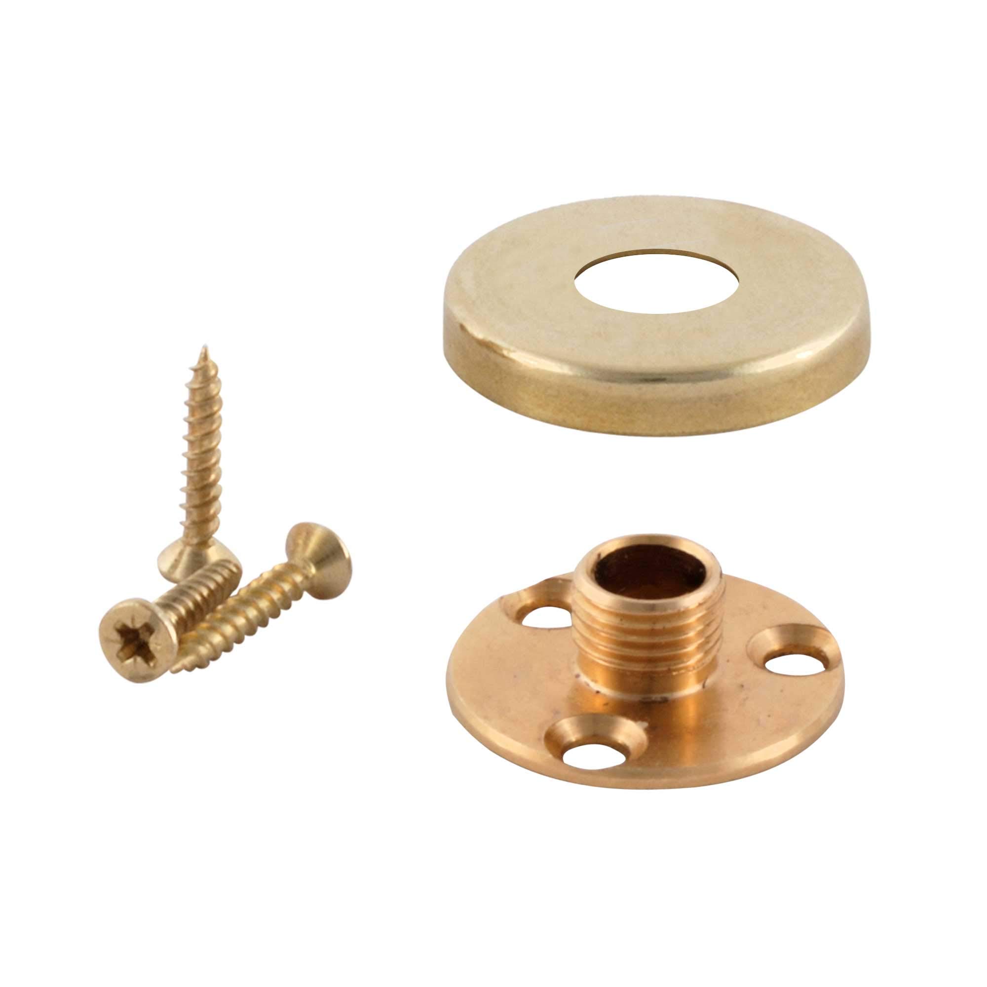 ElekTek Brass Back Plate Kit - 10mm Male Thread and Screws with Cover - Brass - Combine with E27 10mm Lampholder