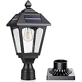 Benany Solar Post Lights Outdoor, Aluminium Solar Lamp Post Light with Pier Mount Base, Outside Decor for Yard Garden Pole Pi