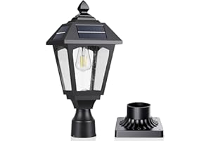 Benany Solar Post Lights Outdoor, Aluminium Solar Lamp Post Light with Pier Mount Base, Outside Decor for Yard Garden Pole Pillar, 100 Lumens (Warm White) ﻿