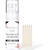 Makartt Nail Glue Remover for Press on Nails, 60ML Gentle Glue Remover for Solid Nail Glue Gel Non-Acetone Press on Nail Remover for Nail Tips, Nail Polish Remover with 5pcs Wooden Sticks