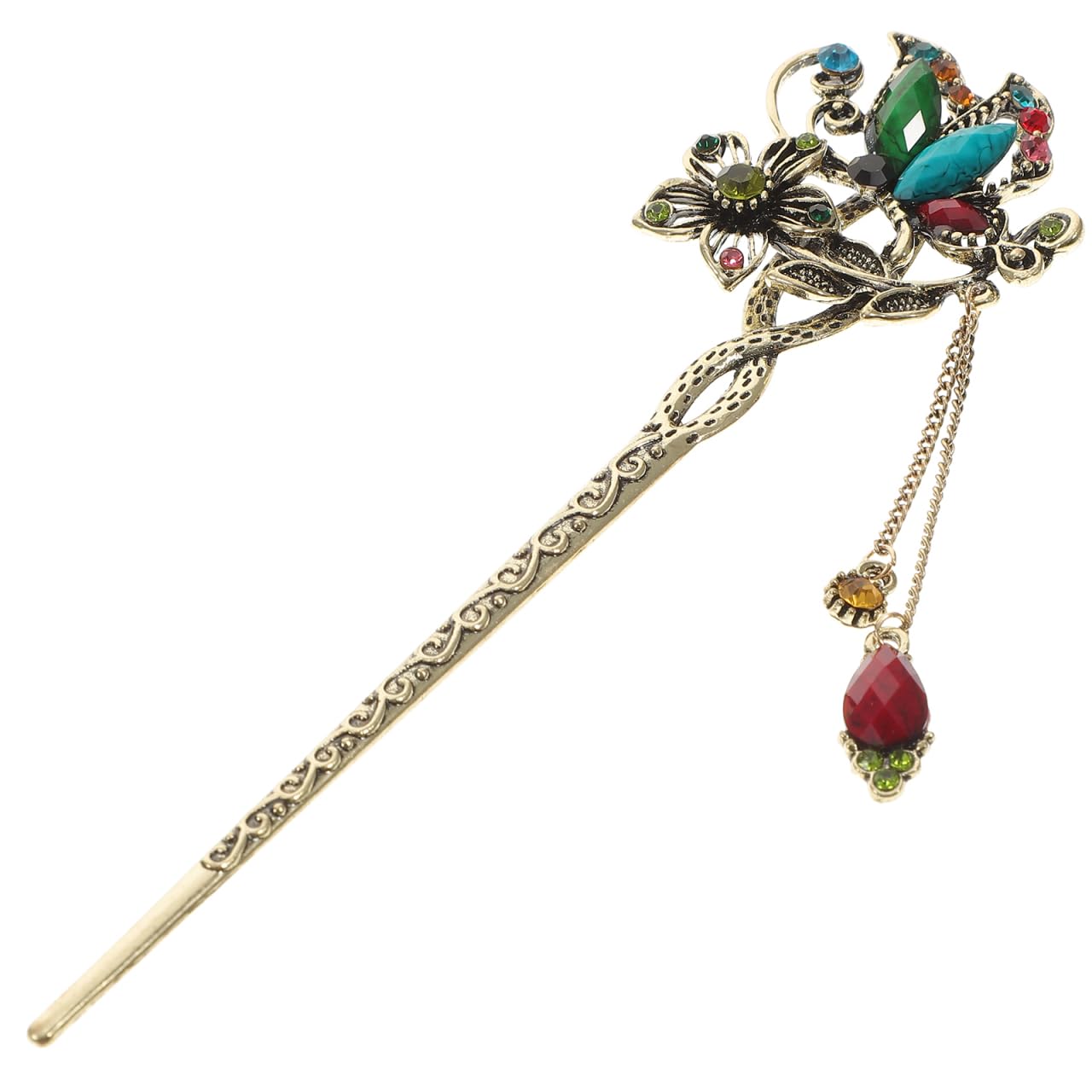 Lurrose Vintage Butterfly Hair Stick with Tassel Decorative Metal Hairpin for Women Girls Updo Hairstyles Stylish Hair Chopsticks for Party Casual Wear