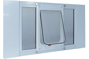 Ideal Pet Products Aluminum Sash Window Pet Door, Large, White, Cat Flap, 6.25" x 6.25" Flap Size, (27SWDCK)