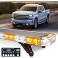 LE-JX Amber/White 48 Inch Roof Top LED Traffic Advisor Emergency Light Bar 16 Flash Mode Low Profile Hazard Warning Safety Strobe Lights Bar For Plow Tow Truck Vehicle Yellow White 104 Led 12 24v - Foto 7