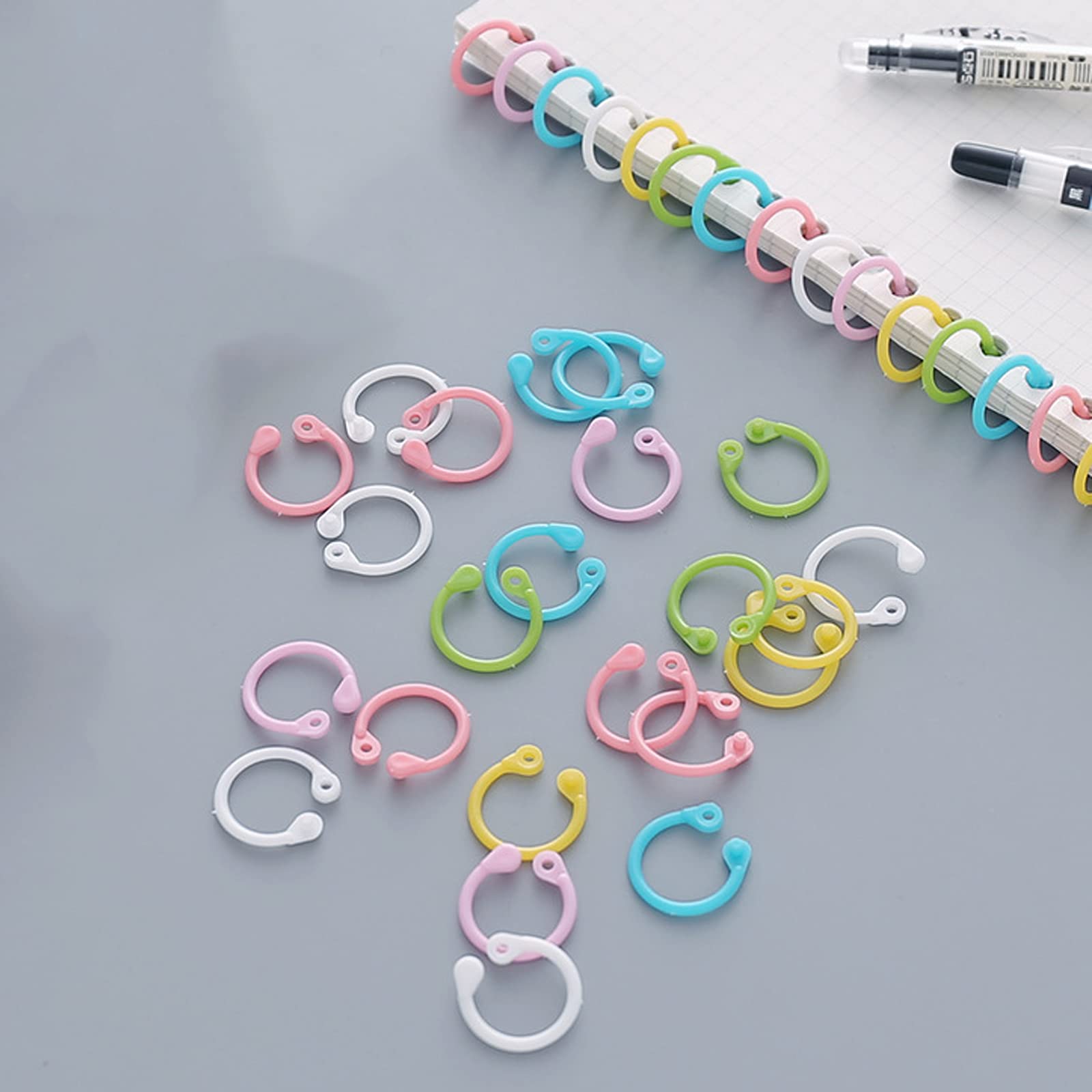 CTForest Book Rings, 120 Pieces, Plastic, Classic, Multicolor (Yellow, Green, White, Pink, Purple, Blue), Ring Binders for Loose Leaf Connector Rings, Document Album, Scrapbook Crafts