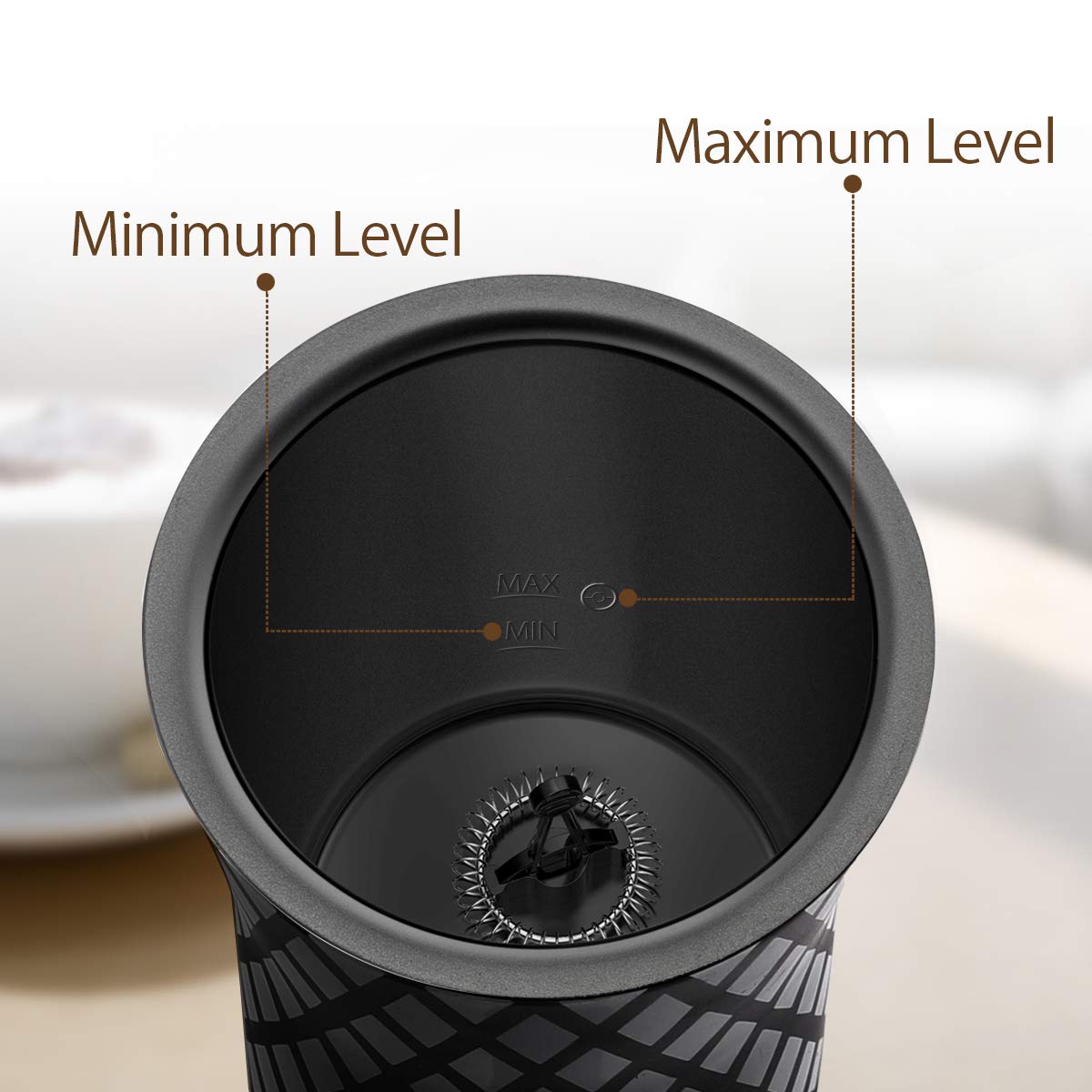 Milk Frother, Electric Milk Heater Steamer for Froth Hot and Cold Foam with Non-Stick Interior