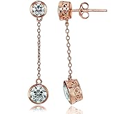 Sterling Silver Cubic Zirconia Bezel-Set Dangling Earrings