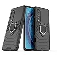 LuluMain Compatible with Oppo Find X2 Pro Case, Metal Ring Grip Kickstand Shockproof Hard Bumper (Works with Magnetic Car Mount) Dual Layer Rugged Cover (Black)