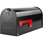 BlissBoard Black Metal Mailbox, Galvanized Steel Outside Mailboxes, Standard Medium Capacity, 20 x 8.7 x 6.7 Inches