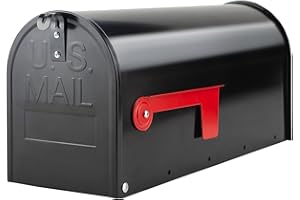 BlissBoard Black Metal Mailbox, Galvanized Steel Outside Mailboxes, Standard Medium Capacity, 20 x 8.7 x 6.7 Inches