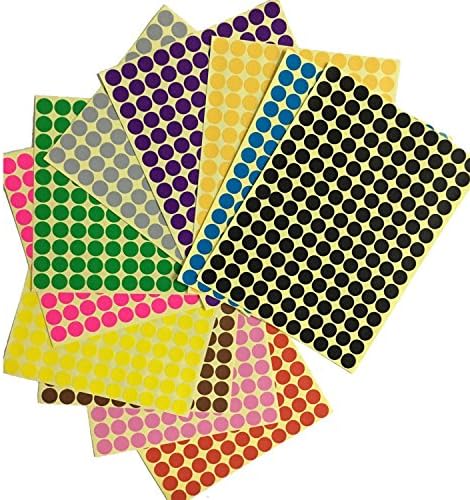 DECORY Upgraded Color Coding Labels, Dia.0.4" Round Dot Stickders,Defferent Color-coding Labels , Labels &amp; Stickers for Office ( 12 Sheets )