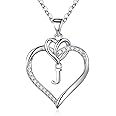 STORUP Gold/Silver Heart Initial Necklaces for Women Girls, 14K Gold Plated Heart Initial A-Z Pendant Necklace Dainty Heart Necklaces for Women Jewelry Birthday Mothers Day Gifts