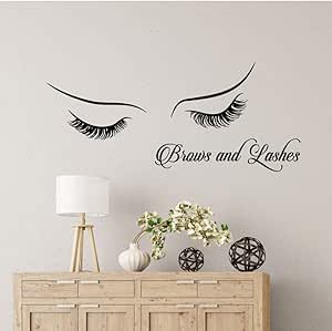 Niñas mujer cosmetología vinilo pared calcomanías cejas y pestañas