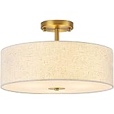 Bargeni Semi Flush Mount Ceiling Light Fixture,16 inch Drum Flush Mount Ceiling Light, Modern Light Fixtures Ceiling Mount wi