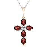 Galaxy Gold GG 14k Rose Gold 18" Necklace with Garnet Cross Pendant