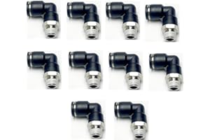 VETLEY Pneumatic Elbow Push to Connect Fitting 3/8 Inch Tube OD x 1/4 NPT Male Thread,90 Degree Elbow Pneumatic Tube Connector PL3/8-N2(Pack of 10)