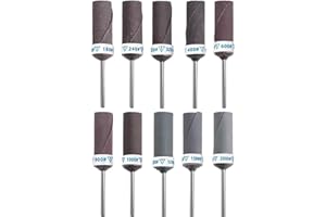 Luo ke 10 Pcs Mixed Grit Sandpaper Rolls Set,3/32 Inch Shank Abrasive Sanding Sleeve for Rotary Tool