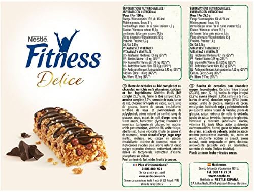 Fitness Barritas de cereales con chocolate negro - Paquete de 6 x ...