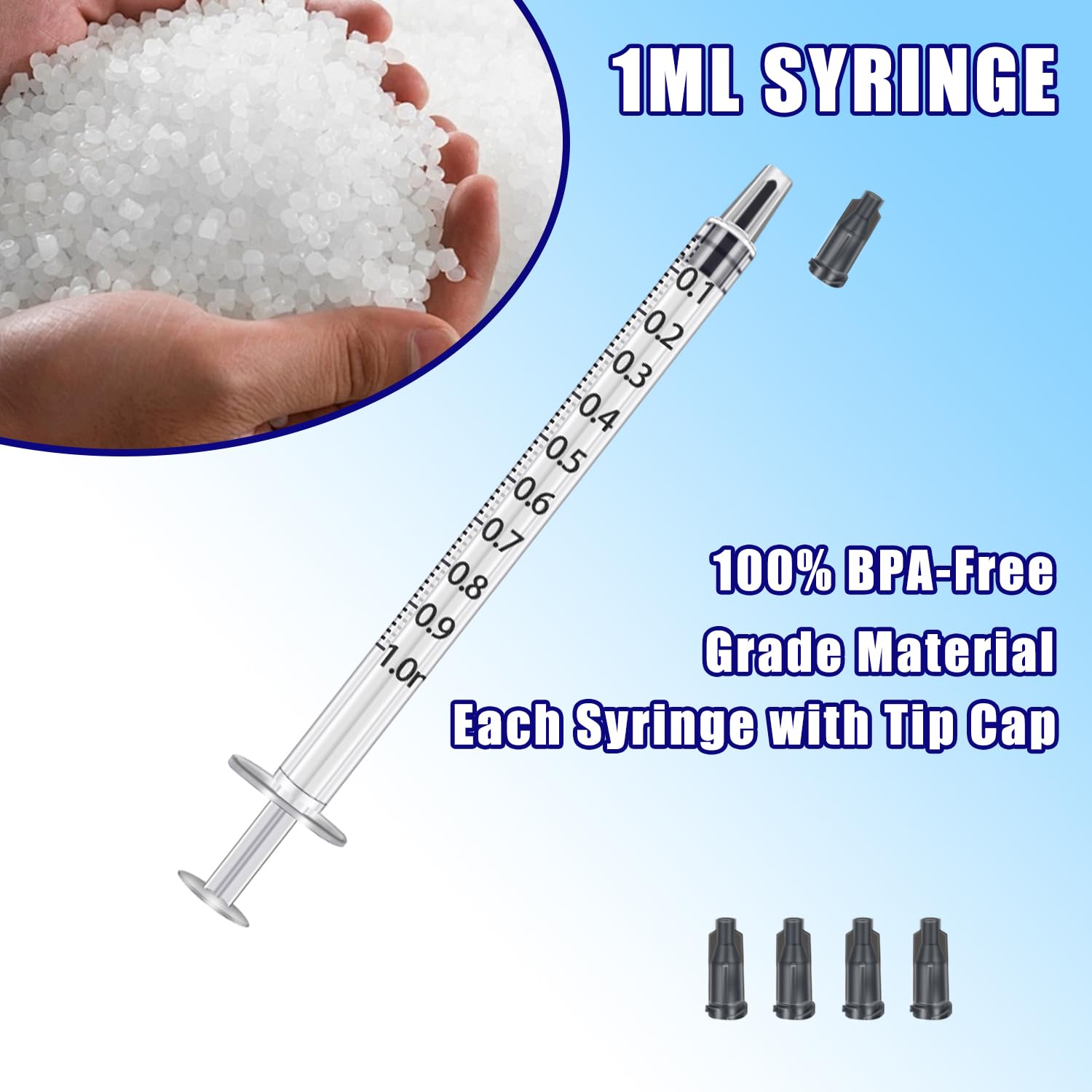 Gufastoe 1ml Syringes With Caps (Pack of 150)