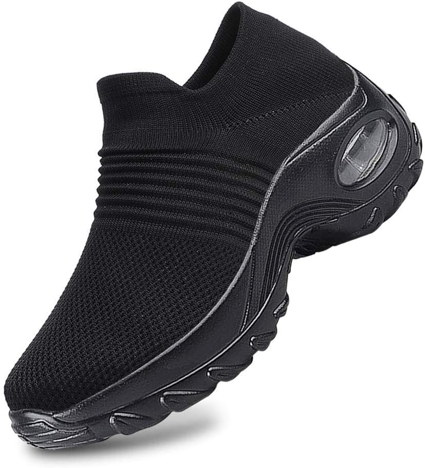 IVYSHIONWomen Men Slip-on Walking Shoes Breathable Mesh Sock Sneakers Air Cushion Running Trainers Gym Sport Lightweight Fitness Outdoor