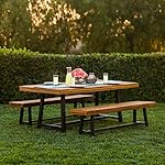 Best Choice Products 3 Piece Acacia Wood Picnic Style Outdoor Dining Table Furniture