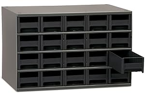 Akro-Mils 19320 17-Inch W by 11-Inch H by 11-Inch D 20 Drawer Steel Parts Storage Hardware and Craft Cabinet, Black Drawers