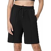 YOYOYOGA Women's Bermuda Shorts with Pockets High Waisted Knee Length Shorts 7" Long Shorts Athletic Walking Casual Workout