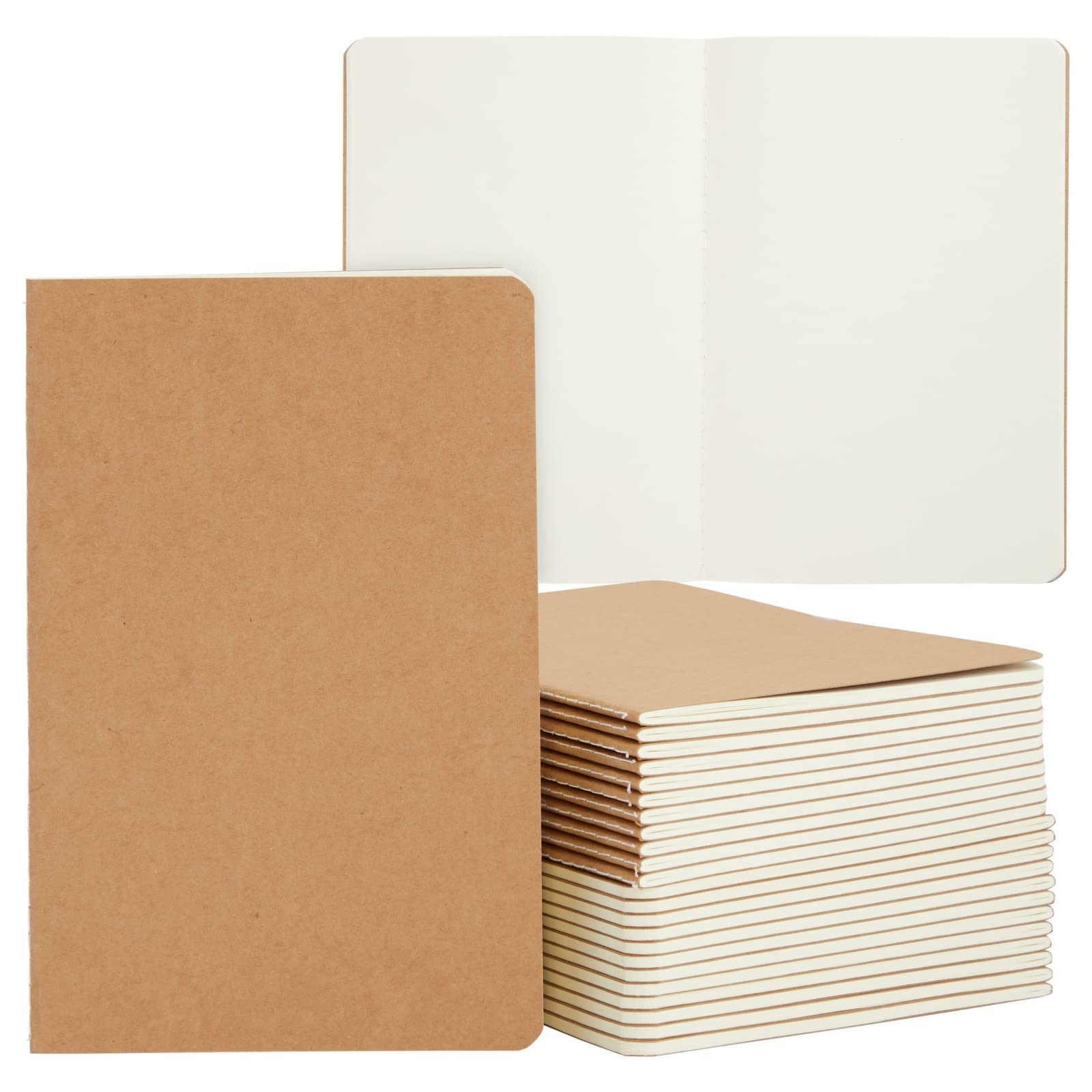 Photo 1 of Paper Junkie 24-Pack Blank Notebooks - A5 Kraft Softcover (5.5 x 8.3 in) - Unlined Journal & Sketchbooks for Art & Writing - Notebook Journal - Sketchbook