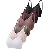 Bencailor 6 Pcs V Neck Bralettes Padded Seamless Bra for Women Wireless Cami Sports with Adjustable Straps