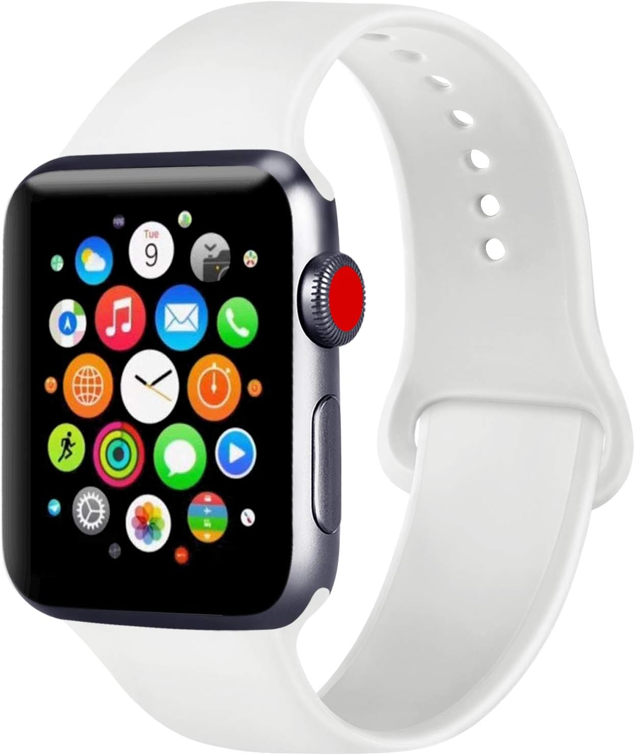 ATUP Compatible with for Apple Watch Replacement Band 38mm 40mm 42mm 44mm Women Men, Soft Silicone Band Compatible with for iWatch Series 5, 4, 3, 2, 1 (White, 38mm/40mm-M/L)