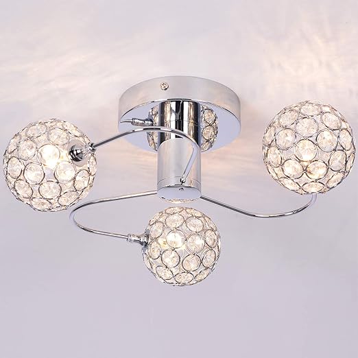 Modern LED Deckenleuchte, 3 x G4 Glühlampen aus Chrom, Metall und