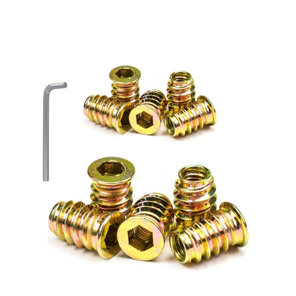 Photo 1 of 1/4"-20 Hex Drive Nut Inserts for Wood with Hex Wrench 40 Pieces