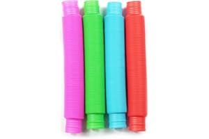 Milaloko Fidget Pop Tube Toys for Kids and Adults,Pop Multi-Color Tubes Sensory Toy - 4 Pack